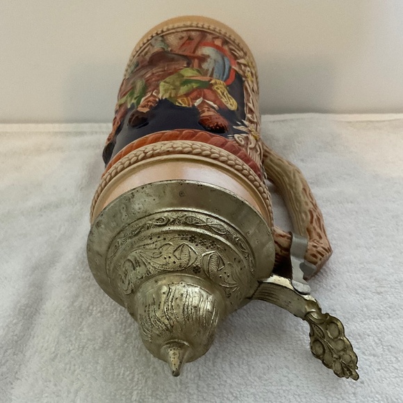 Vintage GERZ W. GERMANY 20 oz Stoneware Beer Stein with Pewter Lid - Picture 7 of 16